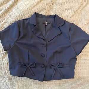 Navy Blue Collared Top